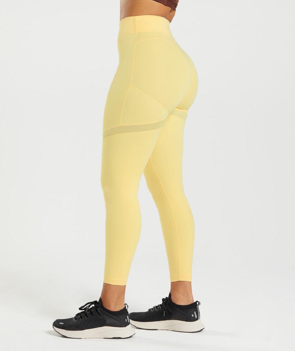 Leggins Gymshark Whitney Mesh Mujer Amarillo | CO 2924WNB